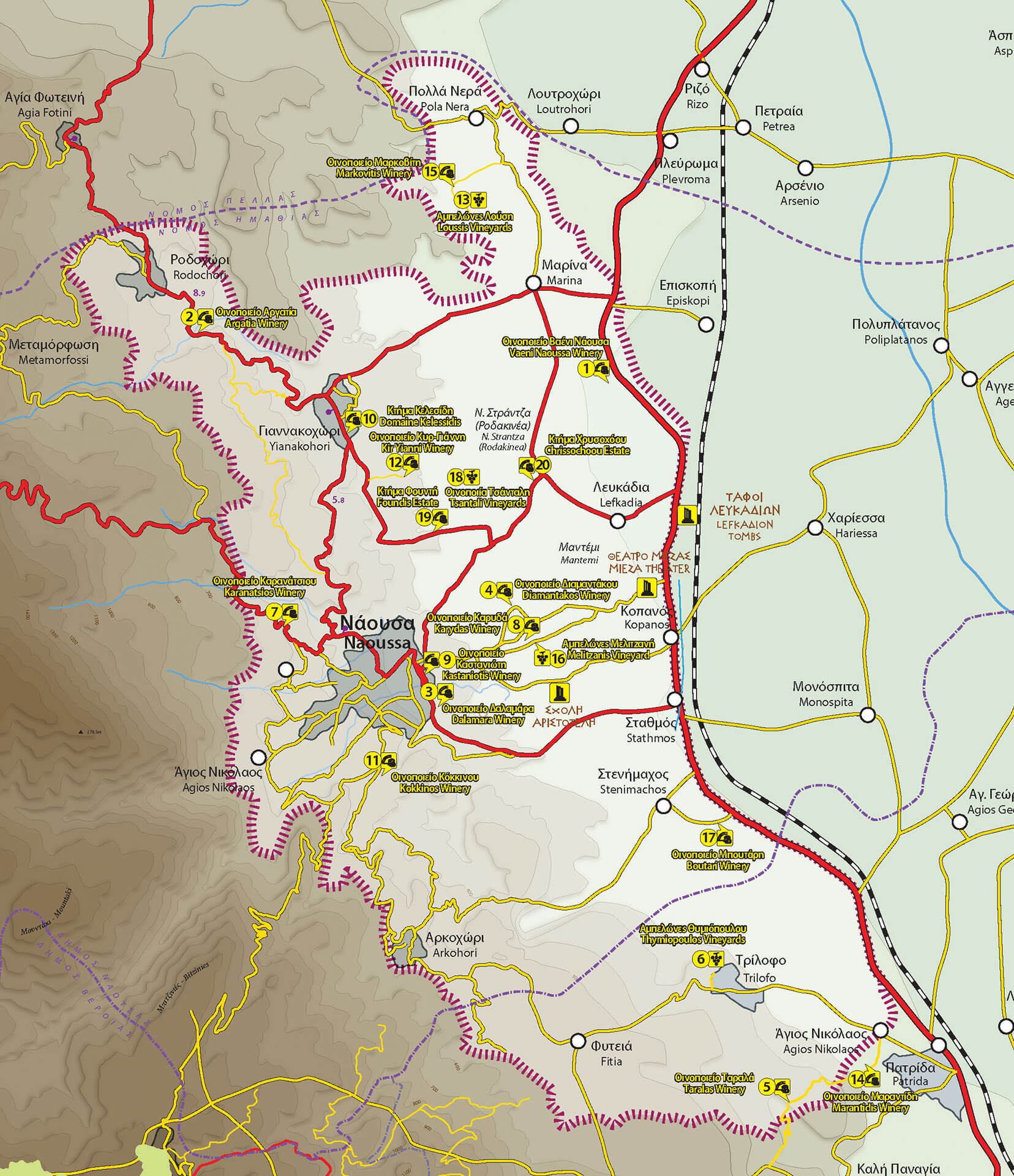 Map of Naoussa PDO wine cultivation region